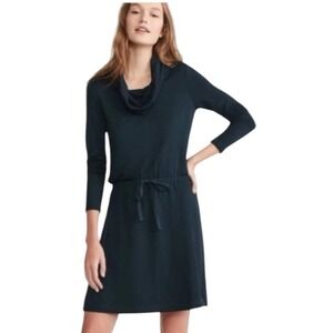 Lou & Grey for LOFT Teal Cowl Neck Drawstring Waist Knit Dress Womens Size Small